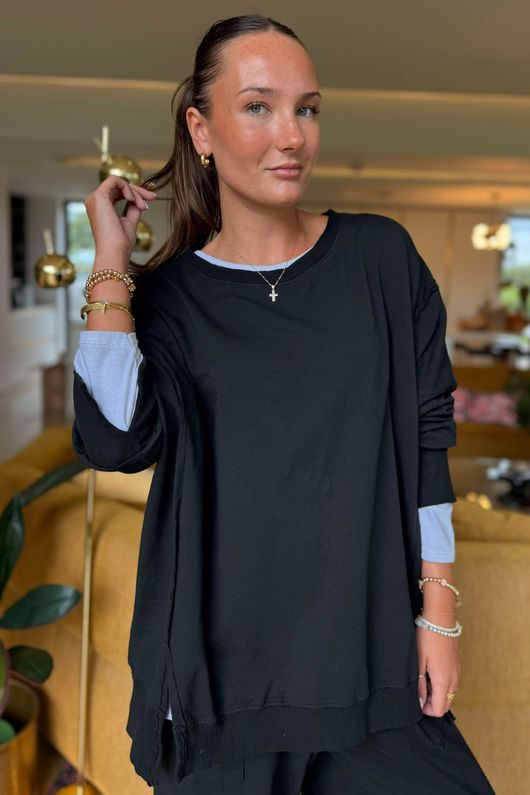 Made in Italy Lagenlook Chill Sweatshirt Black 